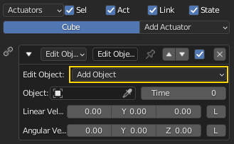 Edit Object Actuator — UPBGE Manual